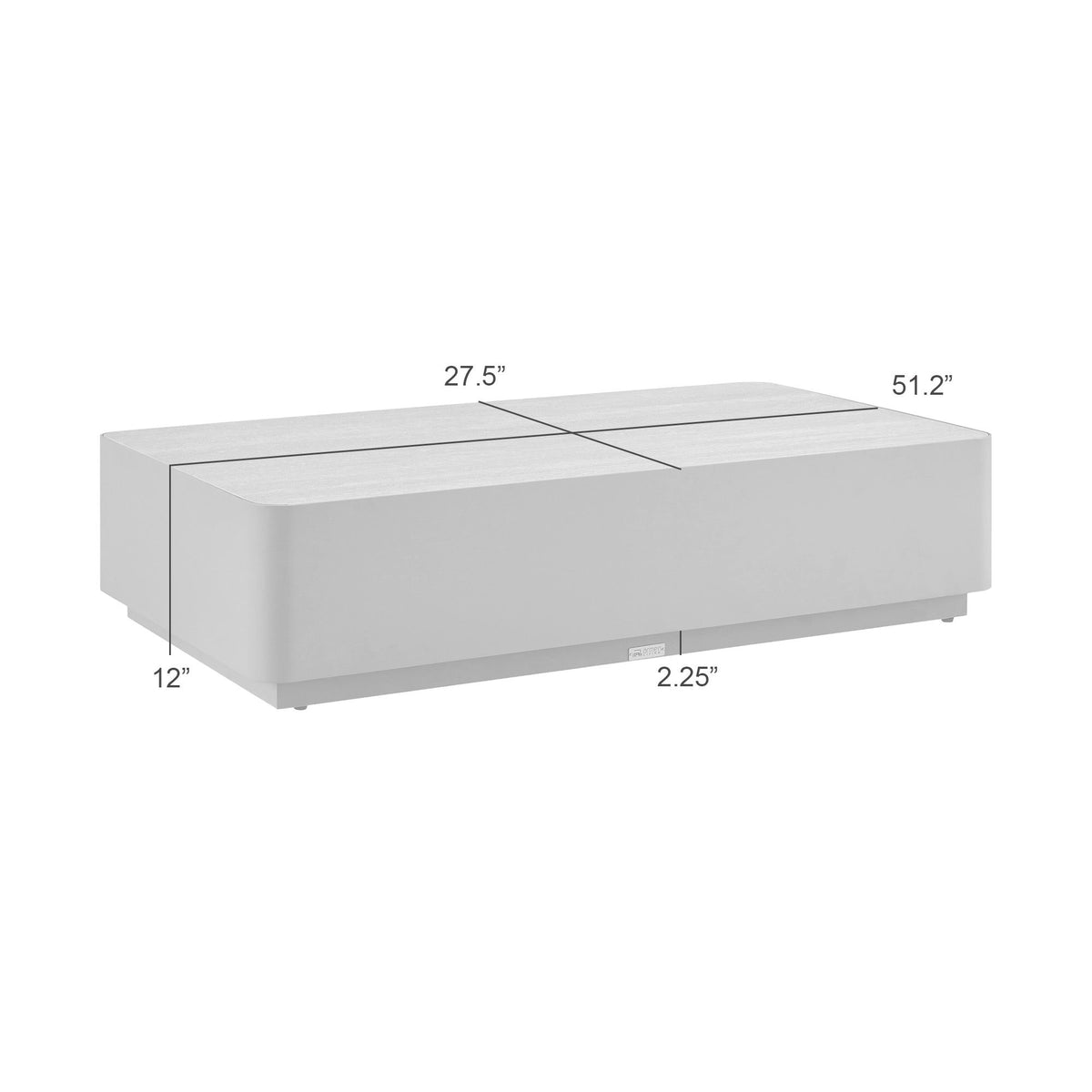 Pavilion - Powder Coated Metal Rectangle Outdoor Coffee Table With Sintered Stone Table Top - Natural