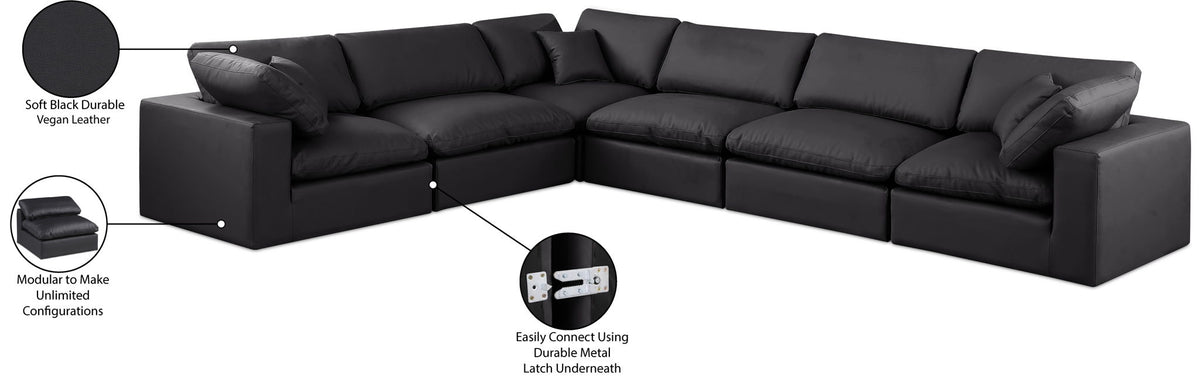 Comfy - 6 Piece Faux Leather Modular Corner Sectional