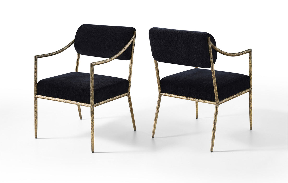 Bastille - Upholstered Dining Arm Chair (Set of 2) - Brass Frame