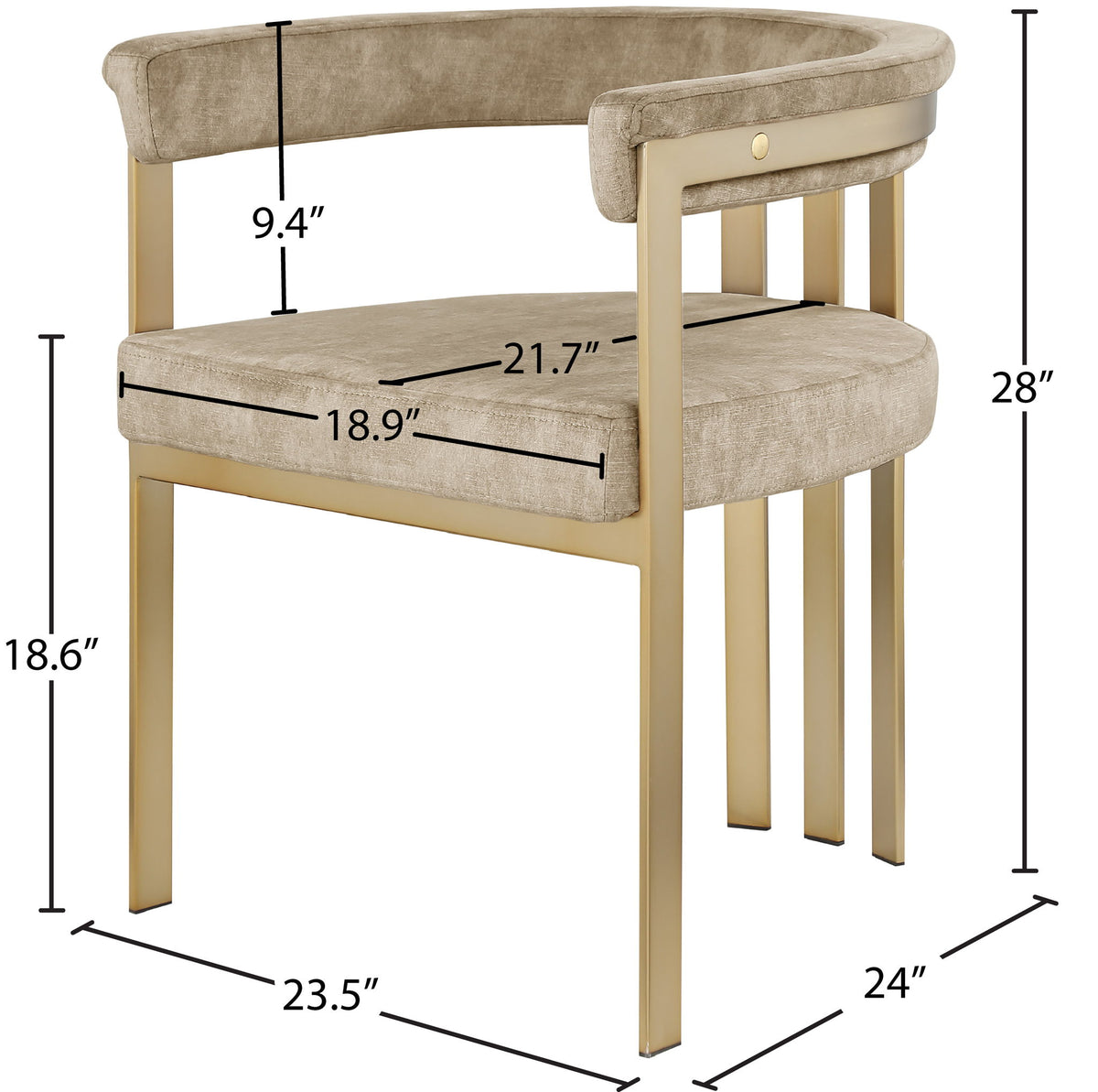 Marcello - Dining Chair With Brushed Gold Iron Frame (Set of 2) - Beige