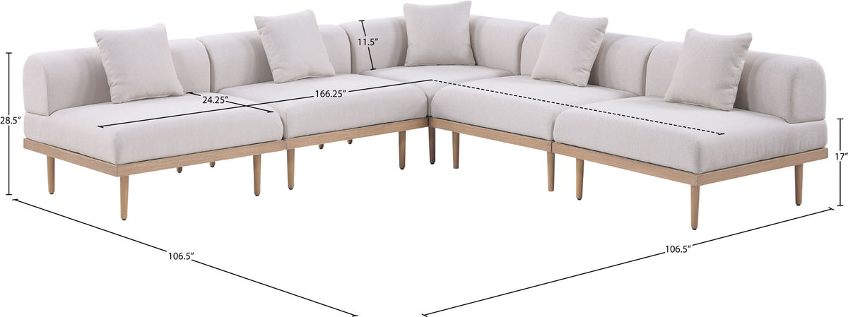 Laguna - 5 Piece 106.5" Upholstered Outdoor Patio Modular Sectional