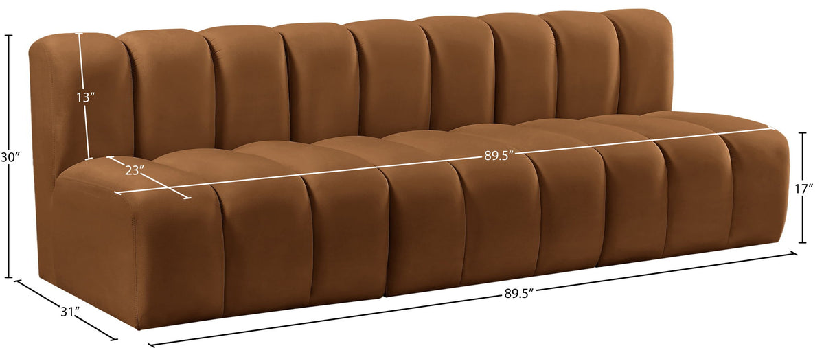 Arc - Velvet 3 Piece Modular Straight Sofa