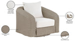 Seacrest - Olefin Water Resistant Fabric And Wicker Outdoor Patio Swivel Chair