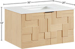 Leonardo - Engineered Stone And Solid Wood 24" Wall Mounted Bathroom Vanity
