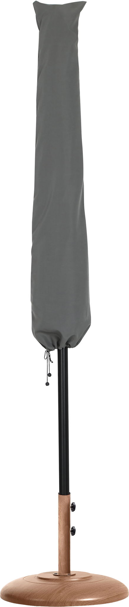 Fiji - Aluminum Patio Umbrella With Round Teak And Black Base