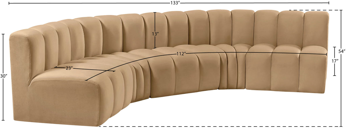 Arc - Velvet 5 Piece U-Shaped Modular Sofa