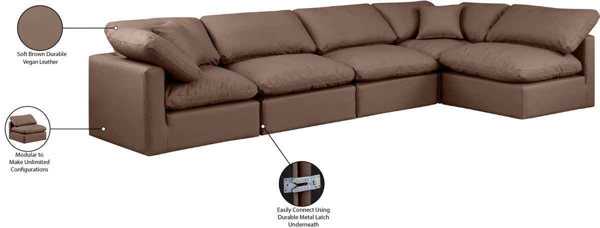Indulge - Faux Leather 5 Piece Modular Sectional