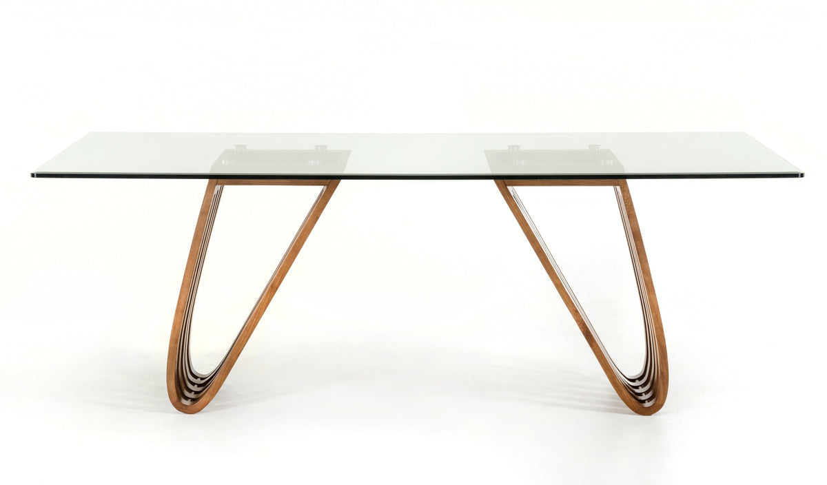 Draper Mid-Century Walnut & Glass Dining Table by VIG Furniture - View 7