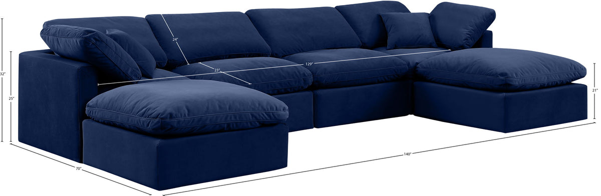 Indulge - Velvet 6 Piece Modular Double Chaise Sectional