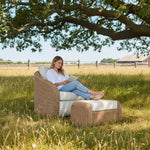 Pavilion - 2-Piece Powder Coated Metal Outdoor Conversation Set With Cushions - Boucle White / Natural