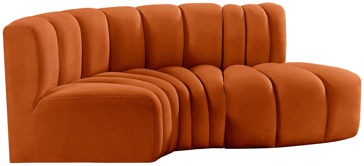 Arc - Velvet 3 Piece Modular L-Shaped Sofa