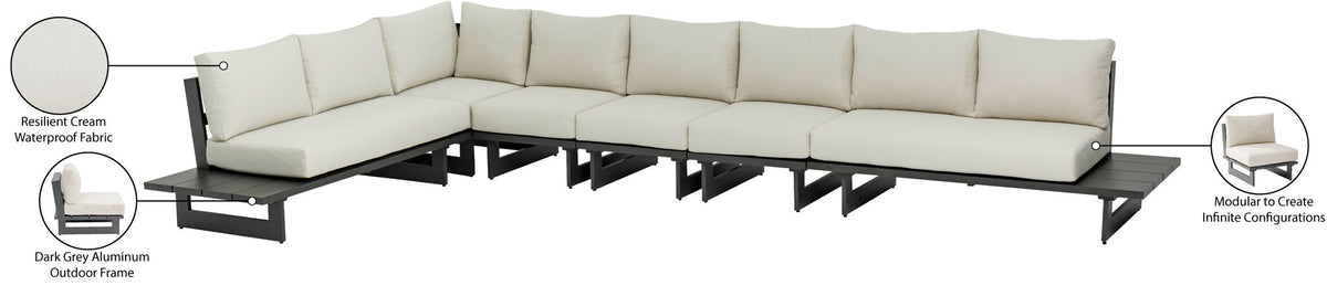 Maldives - 6 Piece Water Resistant Outdoor Patio Modular Sectional With Gray Base