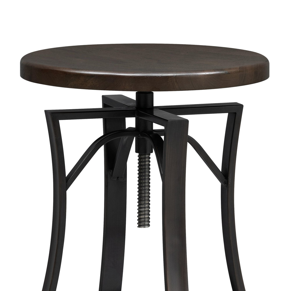 Winslow - Adjustable Height Metal Barstool With Wood Seat - Walnut