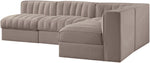 Rummi - Armless Velvet Performance Fabric Upholstered 4 Piece Modular Sectional