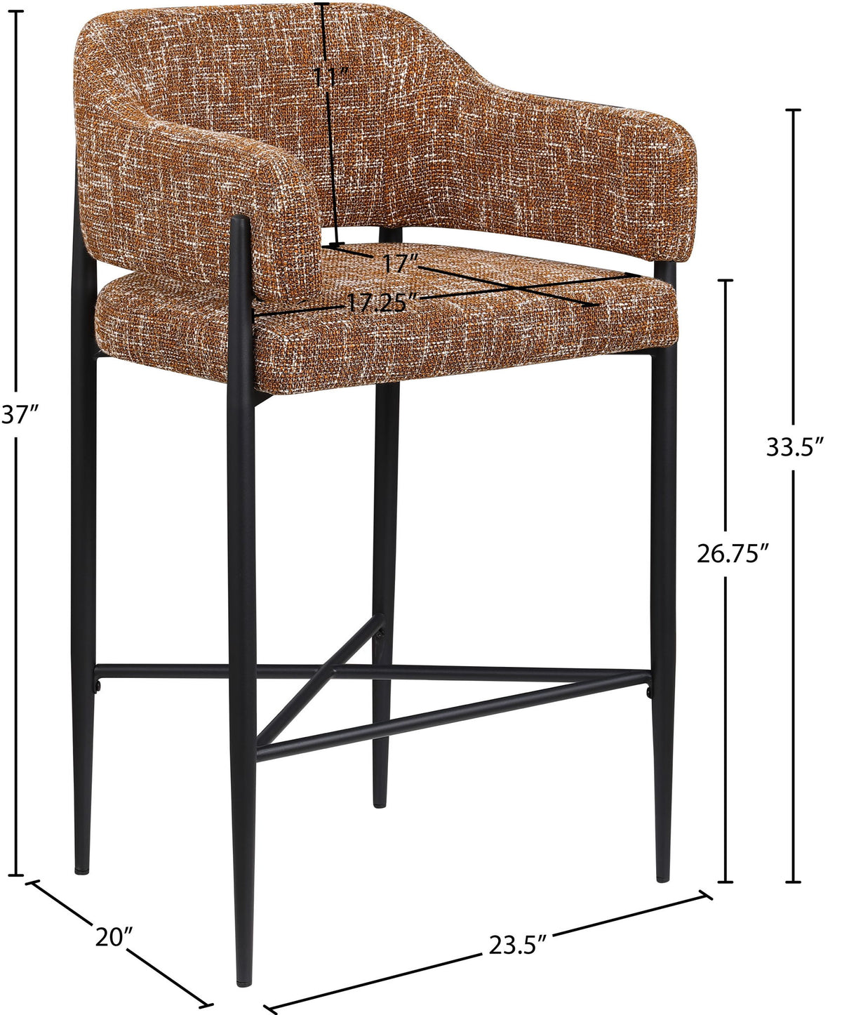 Dame - Fabric Upholstered Counter Stool (Set of 2)