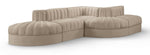 Rummi - Rounded Velvet Performance Fabric Upholstered 5 Piece Modular Sectional