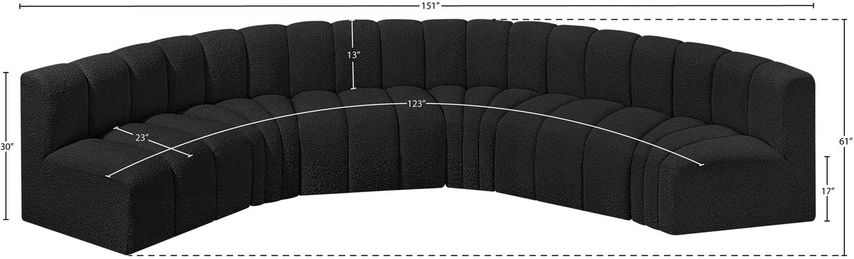 Arc - Boucle Fabric 6 Piece U-Shaped Modular Sofa
