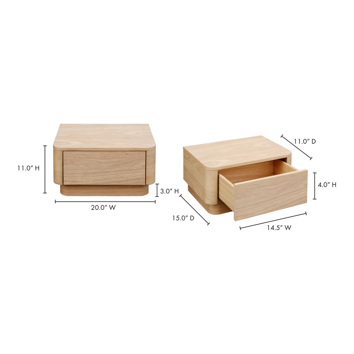 Round Off - Nightstand - Beige / Oak