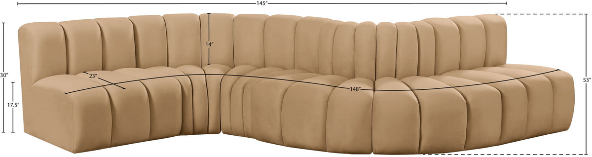 Arc - Velvet 6 Piece Curved Modular Sofa