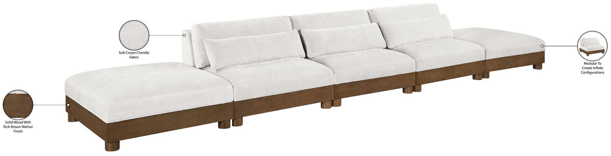 Turin - Chenille Fabric Upholstered Modular Sectional - Cream