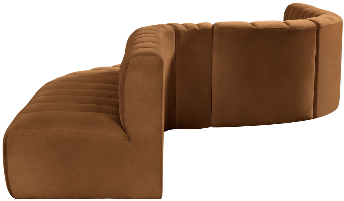 Arc - Velvet 8 Piece Curved Modular Sofa - Saddle
