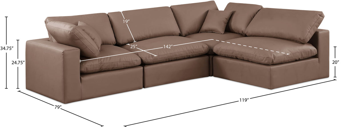 Comfy - 4 Piece Faux Leather Modular Armless Sectional