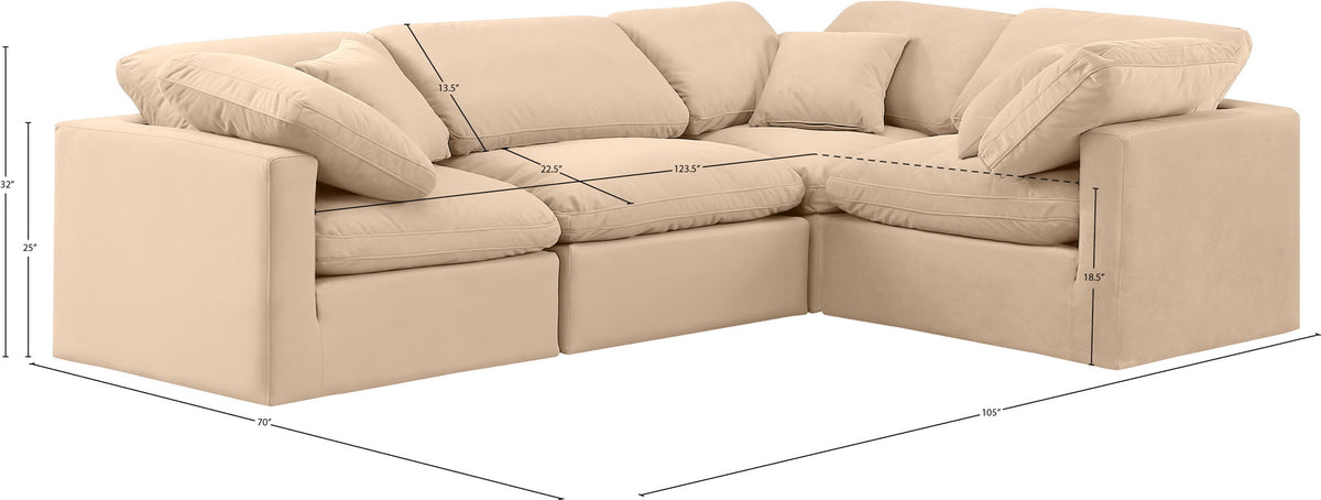 Indulge - Velvet 4 Piece Modular Corner Sectional