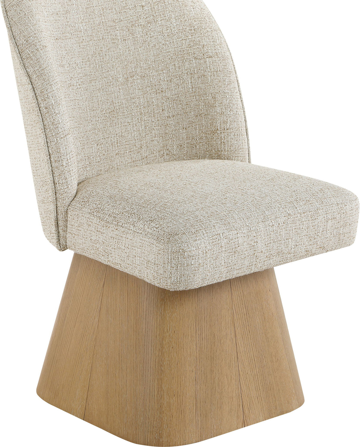 Marlowe - Linen Textured Fabric Upholstered Swivel Dining Side Chair - Stained Natural