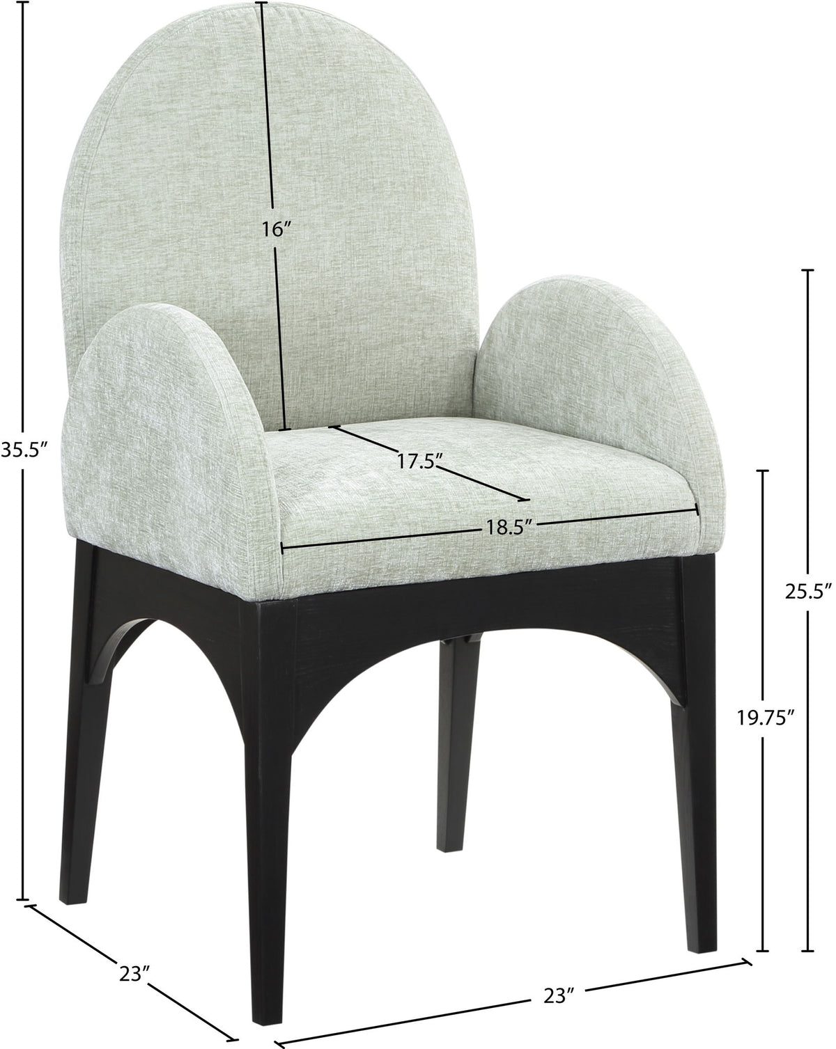 Waldorf - Chenille Dining Arm Chair With Black Legs