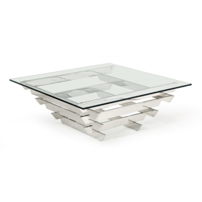 Upton Modern Square Glass Coffee Table by VIG Furniture - View 1
