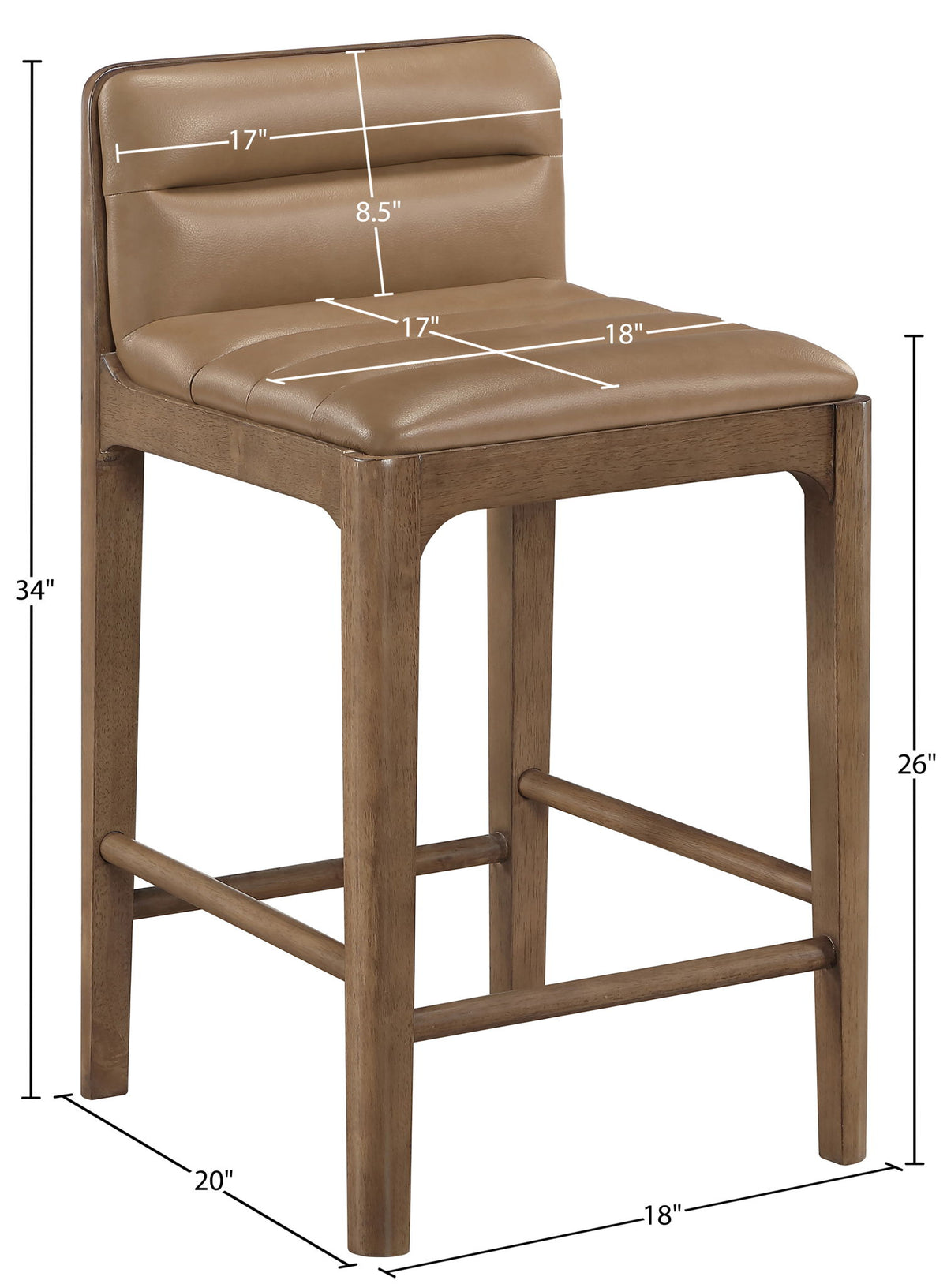 Ellis - Vegan Leather Upholstered Counter Stool (Set of 2) - Tan