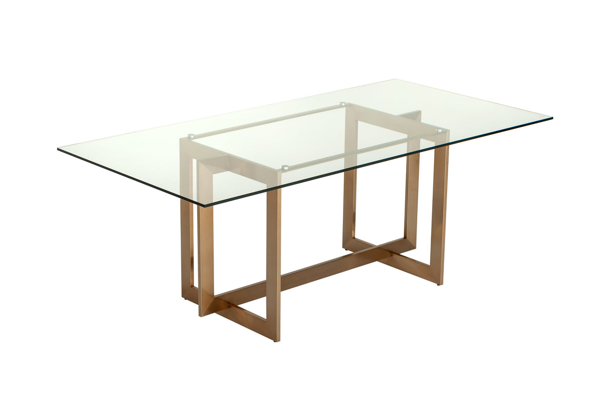 Keaton Modern Glass & Brass Dining Table by VIG Furniture - View 8