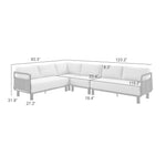 Brampton - Metal Outdoor Sectional With Cushions - Gray / Off White