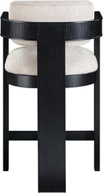 Sacha - Linen Stool With Black Base