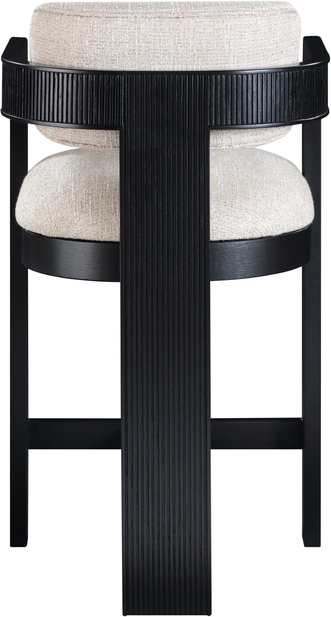 Sacha - Linen Stool With Black Base
