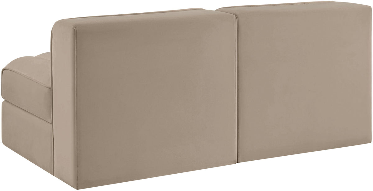 Rummi - Velvet Performance Fabric Upholstered 2 Piece Modular Armless Loveseat