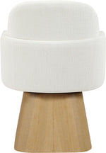 Marlowe - Linen Textured Fabric Upholstered Swivel Dining Arm Chair - Stained Natural