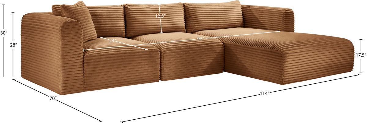 Shaggy - Fabric 3 Piece Modular Sectional