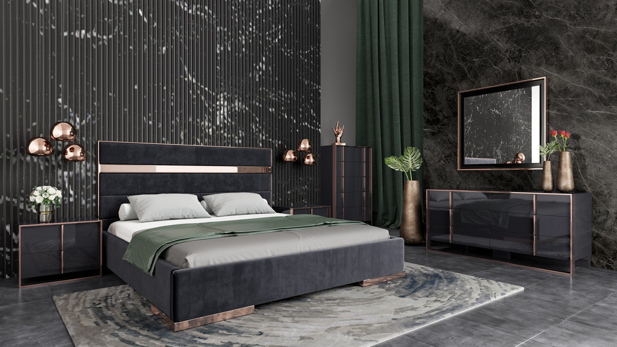 Cartier Modern Black & Rosegold Bedroom Set by VIG Furniture - View 1