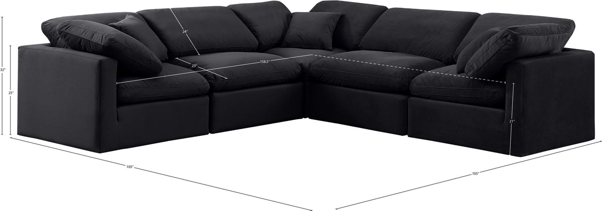 Indulge - Velvet 5 Piece Modular Corner Sectional