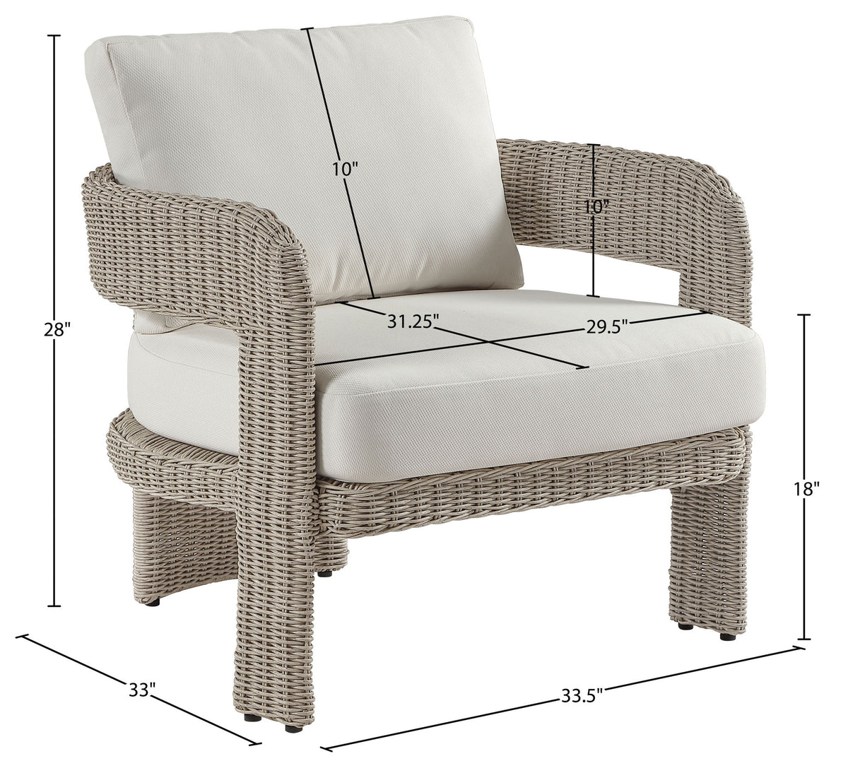 Sandbay - Olefin Water Resistant Fabric And Wicker Outdoor Patio Accent Chair