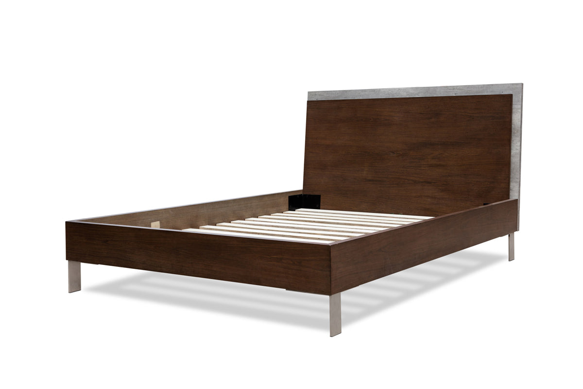 Eastern King Conner Modern Dark Walnut & Concrete Bed by VIG Furniture - View 1