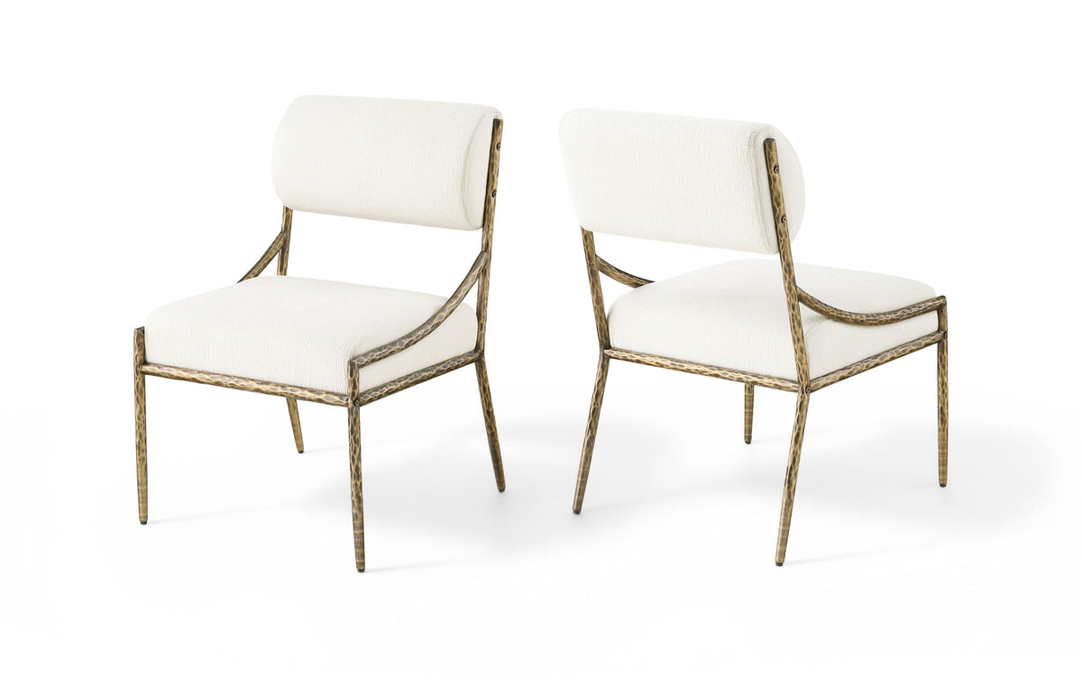 Bastille - Upholstered Dining Side Chair (Set of 2) - Brass Frame