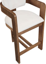 Sacha - Velvet Stool With Brown Base