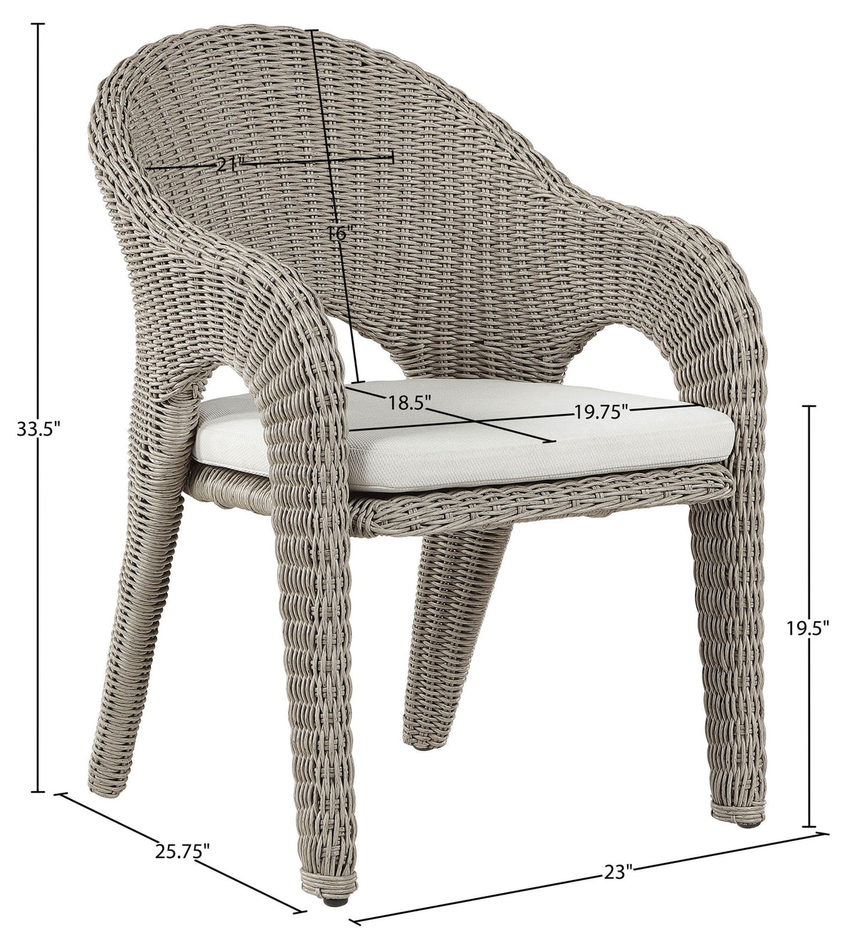 Seacrest - Olefin Water Resistant Fabric And Wicker Outdoor Patio Dining Chair