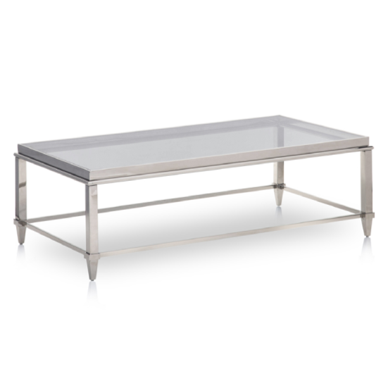 Agar Modern Glass & Stainless Steel Coffee Table by VIG Furniture - View 2