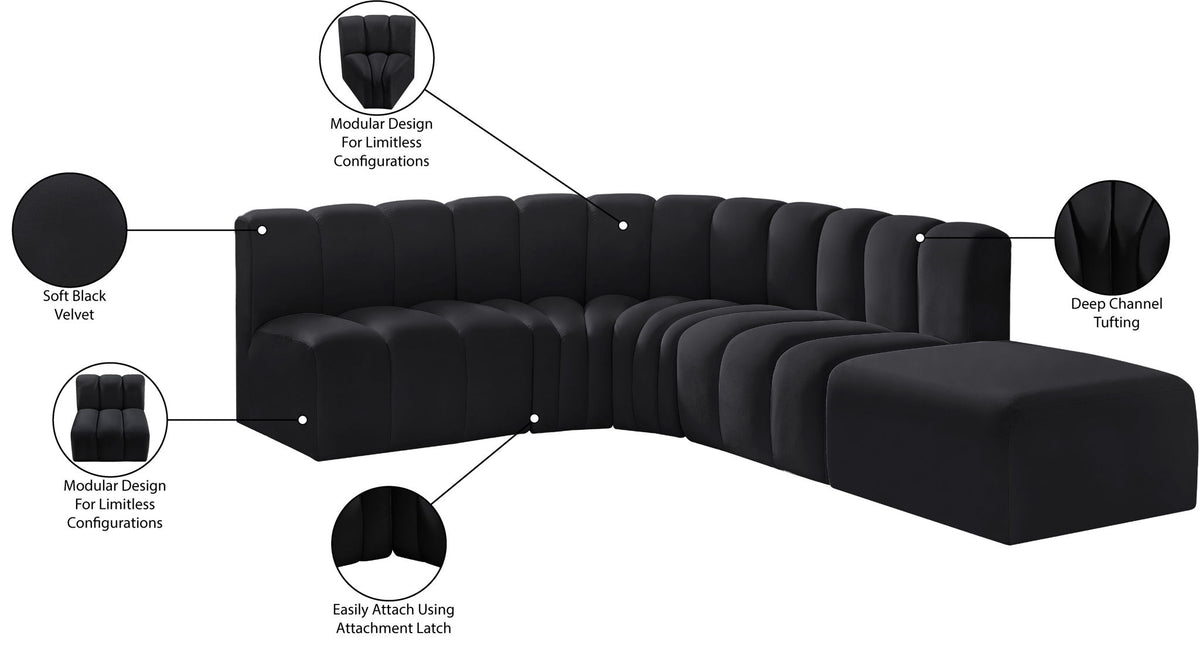 Arc - Velvet 5 Piece Corner Modular Sofa