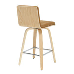 Vienna - 35.5" Swivel Counter Height Square Back Wood Bar Stool With Faux Leather Seat