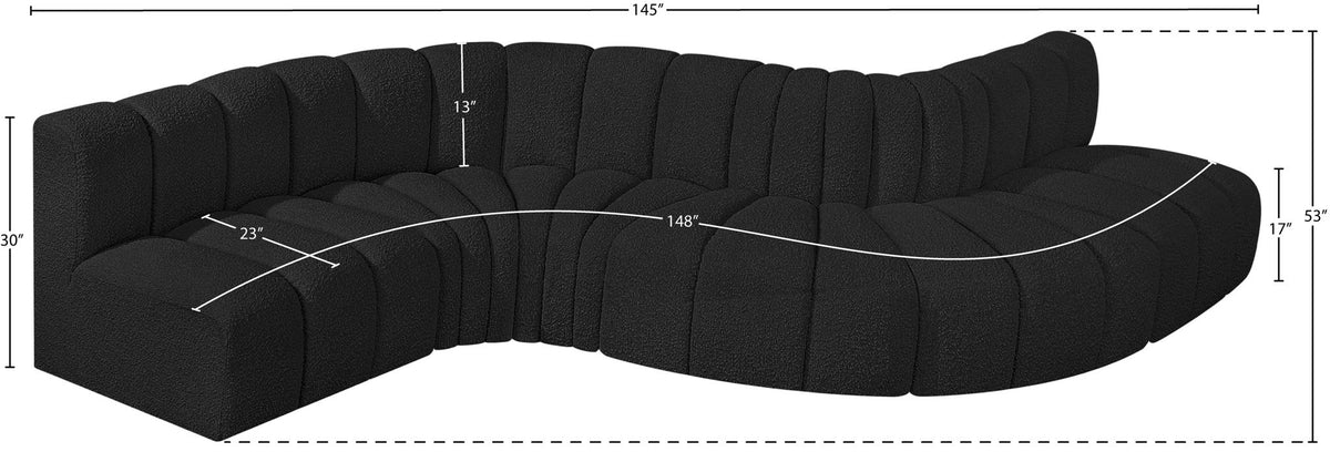 Arc - Boucle Fabric 6 Piece Curved Modular Sofa