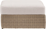 Seacrest - Olefin Water Resistant Fabric And Wicker Outdoor Patio Ottoman/Coffee Table
